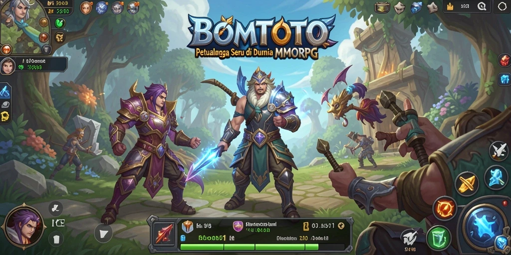 Tampilan gameplay menakjubkan dari BOMTOTO dalam dunia MMORPG.