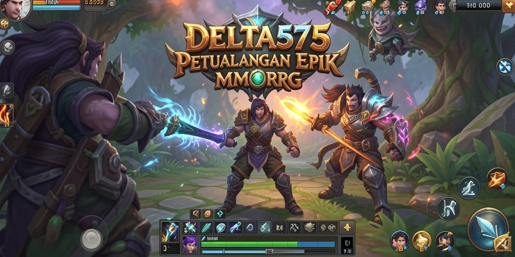 Screenshot permainan DELTA575 menampilkan aksi MMORPG yang mendebarkan.