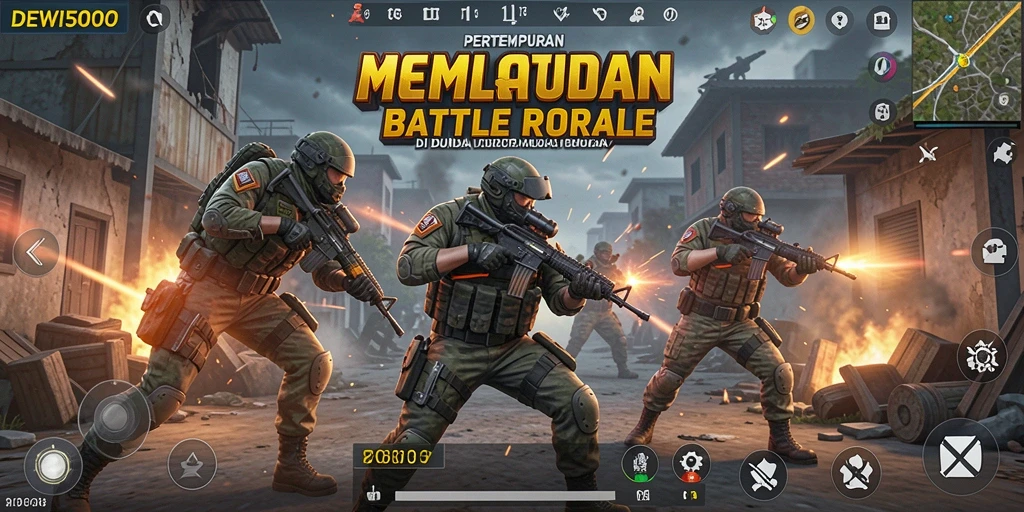 Tampilan seru gameplay <strong>DEWI5000</strong> dalam pertarungan Battle Royale.