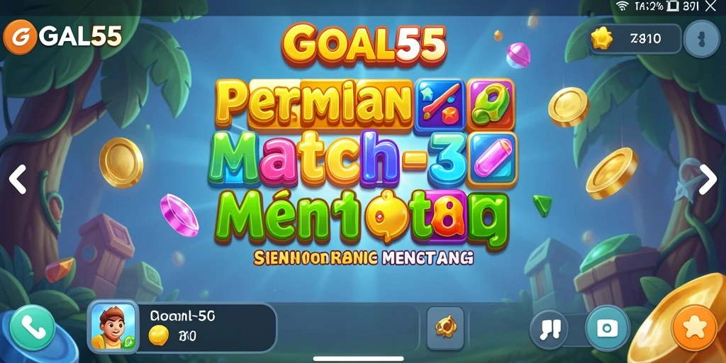 Tampilan gameplay Match-3 yang penuh warna dan seru.