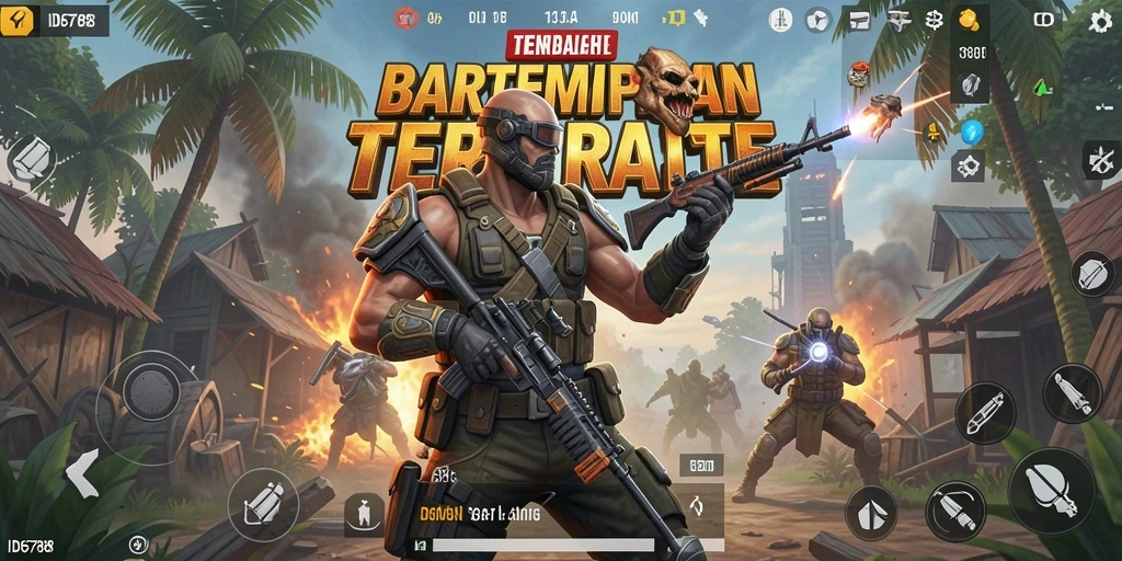Tangkapan layar gameplay mendebarkan ID6788 dalam aksi Battle Royale.