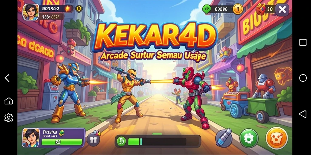 Screenshot utama KEKAR4D menampilkan aksi gameplay arcade yang seru.