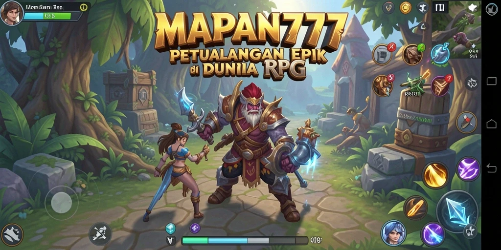 Gameplay <strong>MAPAN777</strong> yang mendebarkan, tunjukkan karakter beraksi di petualangan RPG.