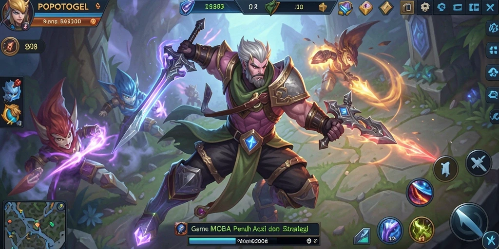 Screenshot gameplay <strong>POPOTOGEL</strong> menunjukkan pertempuran seru dan strategis di arena.