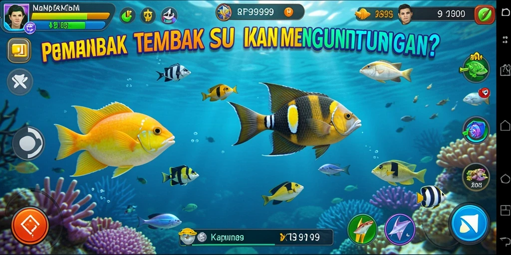 Tampilan permainan RR999 yang penuh warna dengan aksi tembak ikan seru.