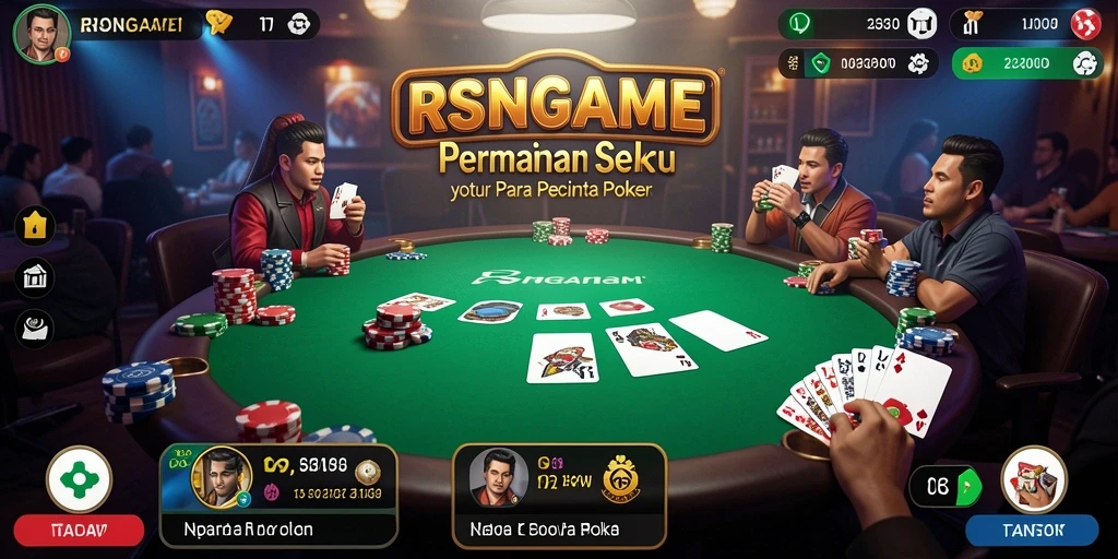 Tampilan gameplay seru dalam RSNGAME dengan suasana Poker yang mengasyikkan.