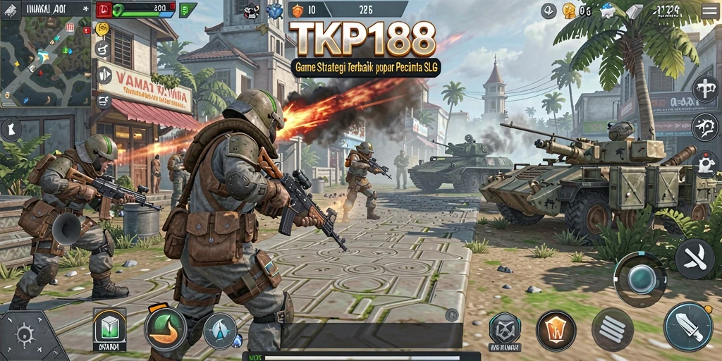 Tangkapan layar gameplay TKP188 yang menunjukkan pertempuran strategi.