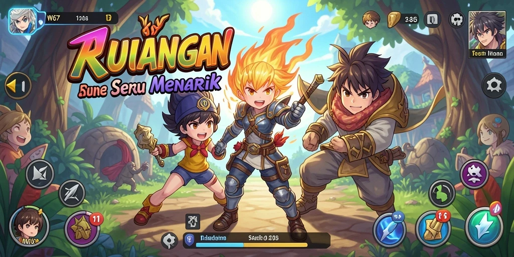 Tampilan gameplay seru penuh karakter anime yang menarik.